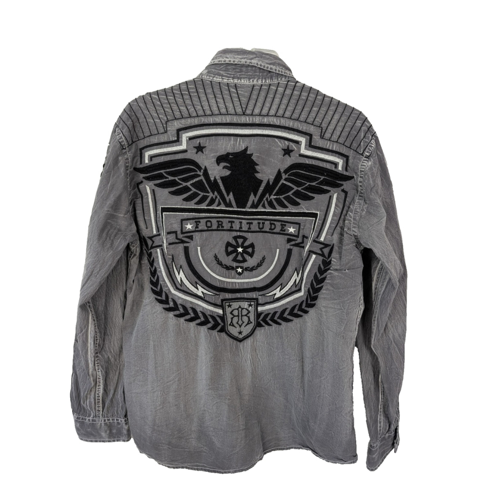 Roar Aviation Edition Cavalier Shirt Sz M Button Up Eagle Fortitude Gray Y2K